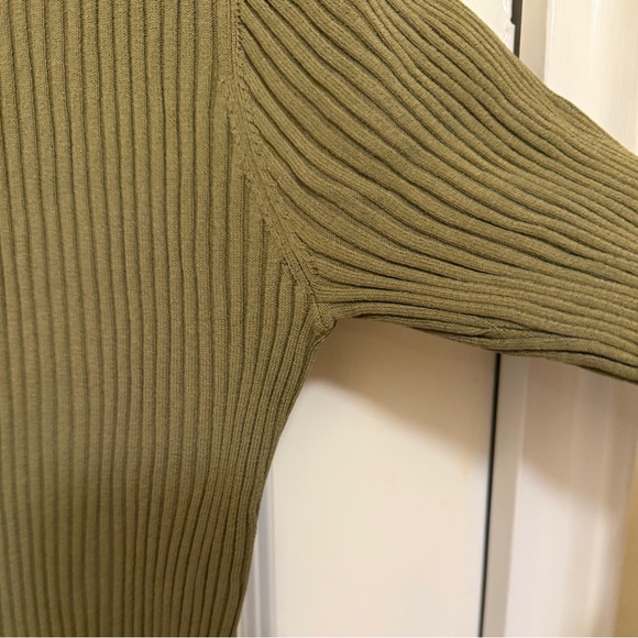 STAUD Shoko Olive Green Ribbed Knit Midi Dress - Picture 5 of 8